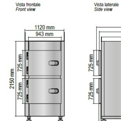 CELLA MORTUARIA REFRIGERATA 2 POSTI E NR. 2 SPORTELLI