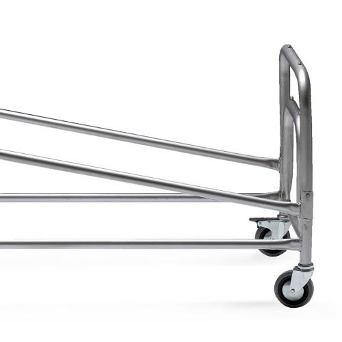 Inclined double-height coffin trolley.