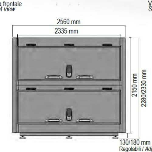 CELLA MORTUARIA REFRIGERATA CON APERTURA BIFACCIALE 2 POSTI