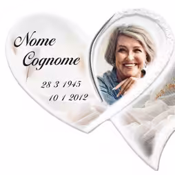 Photo-ceramic plaque Double Heart with platinum trim