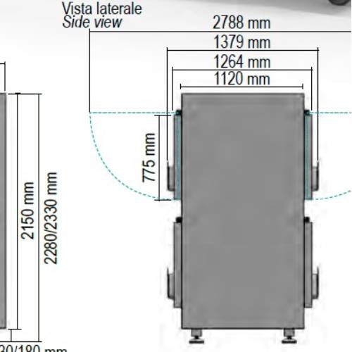 CELLA MORTUARIA REFRIGERATA CON APERTURA BIFACCIALE 2 POSTI