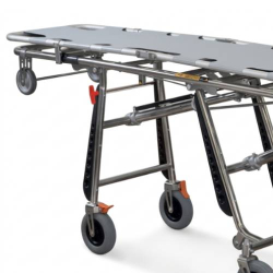 Recovery stretcher with attachments for self-loading trolley