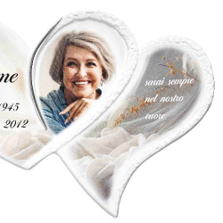 Photo-ceramic plaque Double Heart with platinum trim