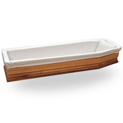 White Perla coffin padding with Jacquard