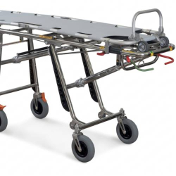 Recovery stretcher with attachments for self-loading trolley