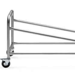 Inclined double-height coffin trolley.